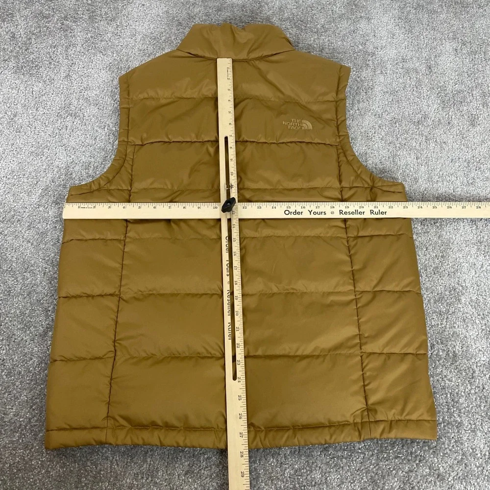 North Face 550 Down Puffer Vest Mens Large Quilted Insulated Tan Gold